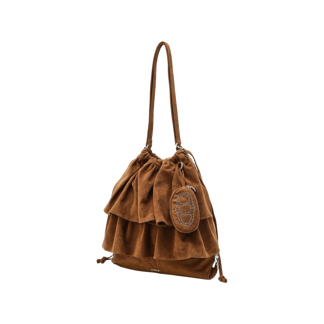 AABA6E714W3 Athe Vanessabruno Acc Frill Dark Brown Suede Frill Chain Backpack & Shoulder Bag M Dark Brown