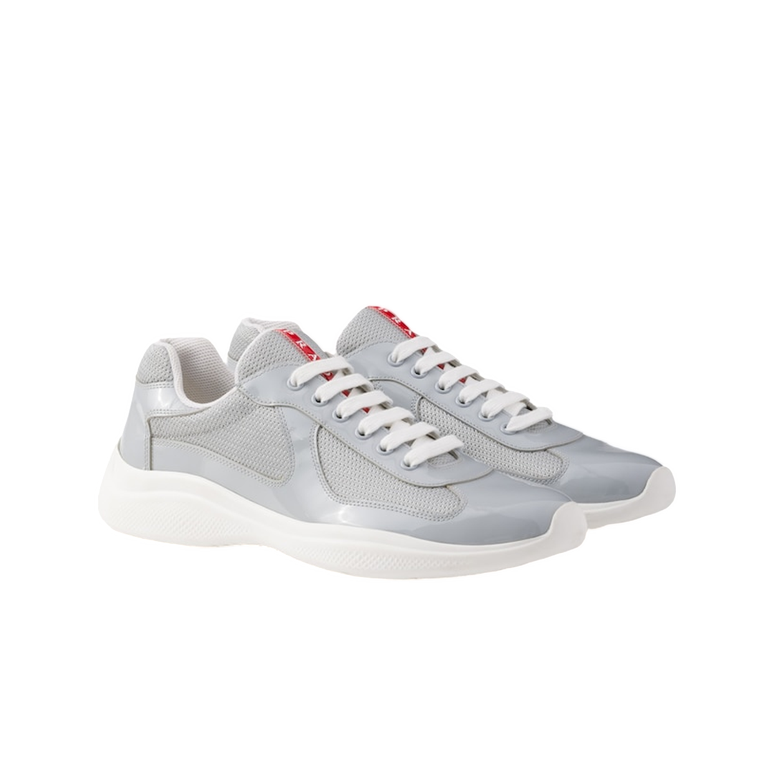 프라다 페이턴트 레더 앤 테크니컬 패브릭 프라다 아메리카 컵 스니커즈 펄 실버(Prada Patent Leather and Technical Fabric Prada America's Cup Sneakers Pearl   Silver) - 2