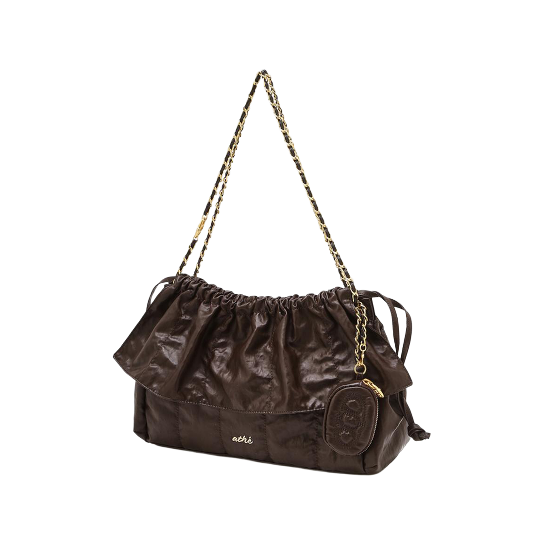 AABA6F720W2 Athe Vanessabruno Acc Frill Brown Dupeskin Shoulder Bag M Normal Brown