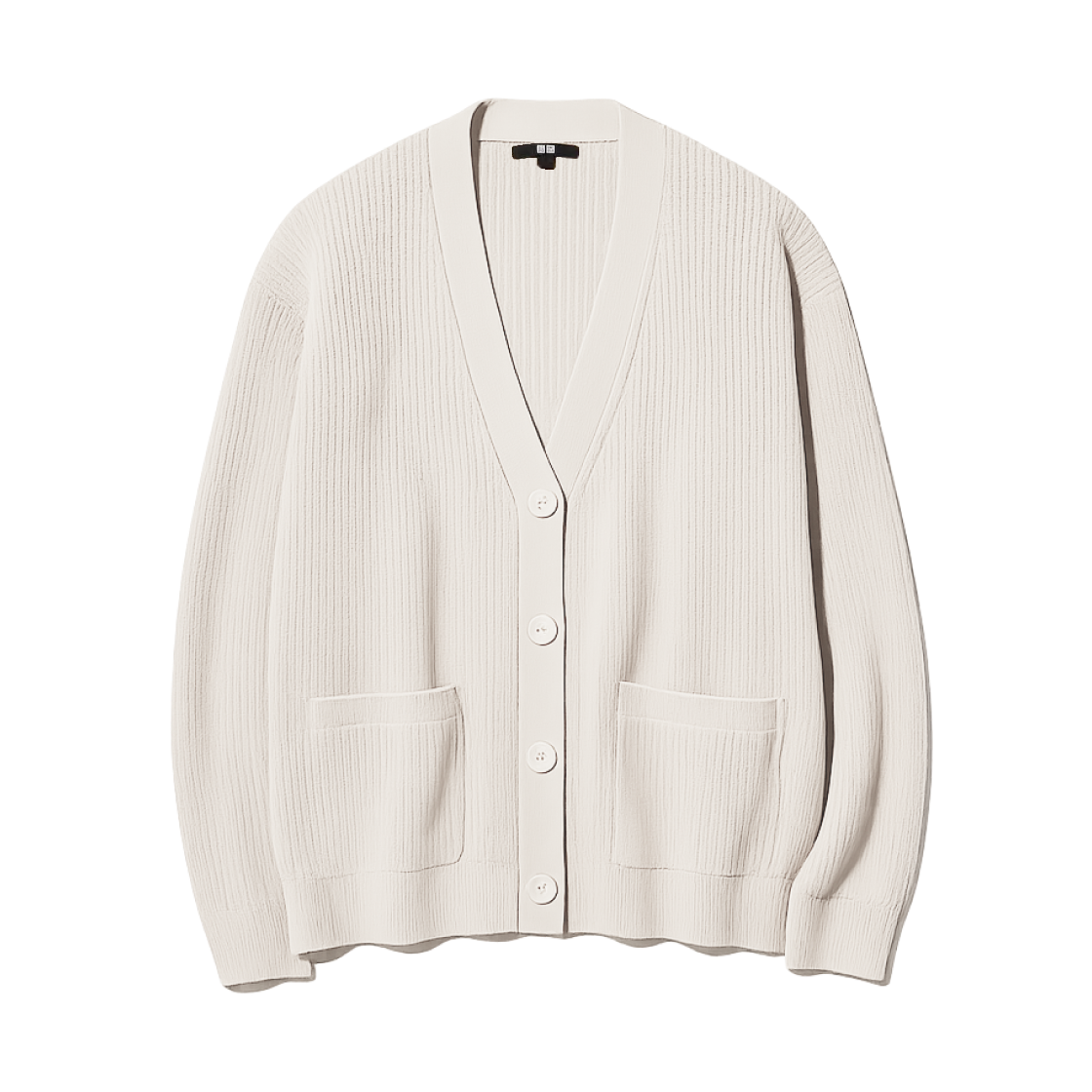(W) 유니클로 릴렉스드 브이넥 가디건 오프 화이트 - JP((W) Uniqlo Relaxed V-Neck Cardigan Off White - JP)
