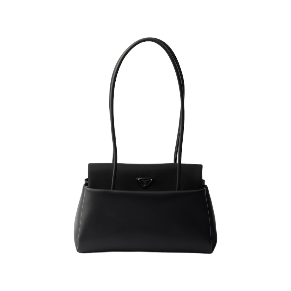 프라다 패시지 미디움 레더 백 리나일론 플랩 블랙