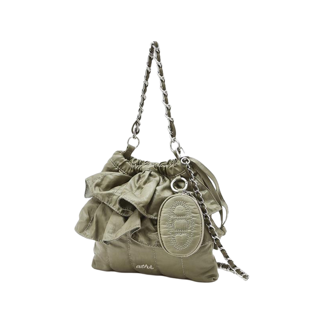 AABA6E700K1 Athe Vanessabruno Acc Frill Khaki Dupeskin Mini Crossbody Bag S Light Khaki