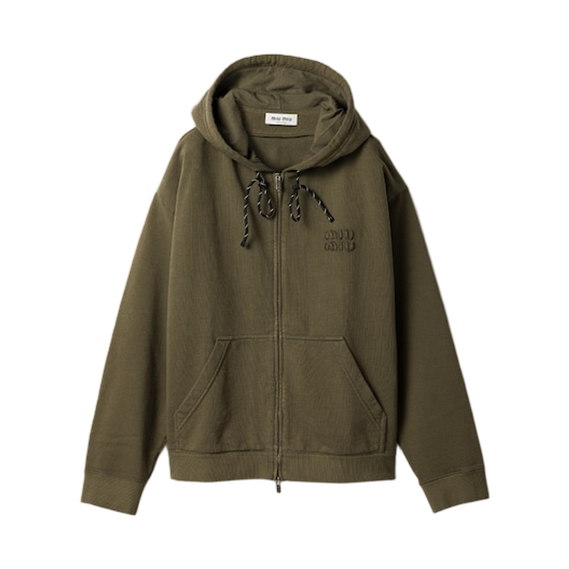 MJLA45-182K-F0161 (W) Miu Miu Garment Dyed Hoodie Jacket Military Green