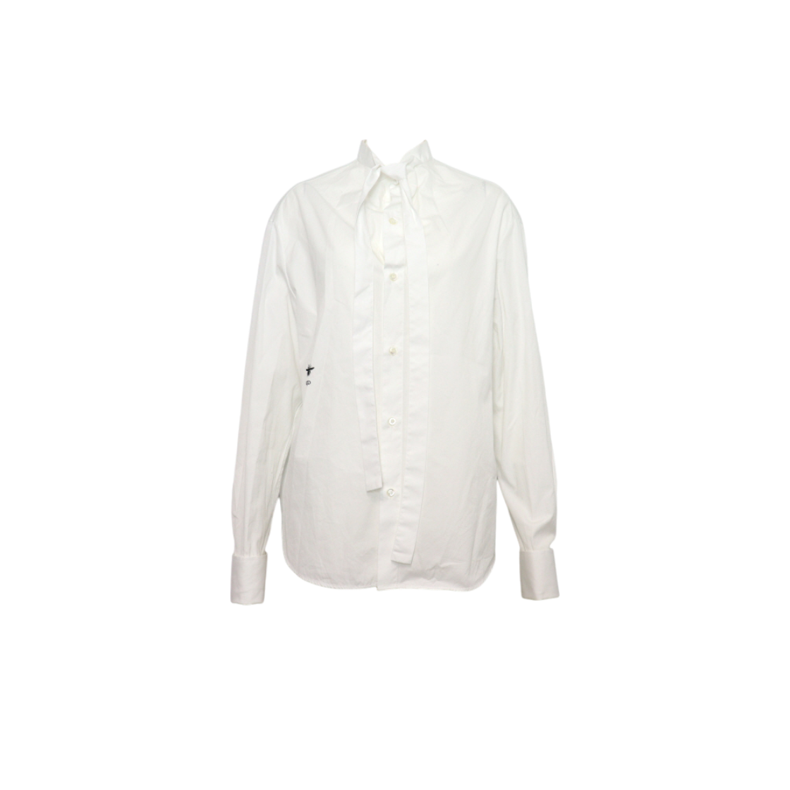 ITKUJJF3MD6S Dior White Cotton Poplin Ascot Tie Bow Blouse
