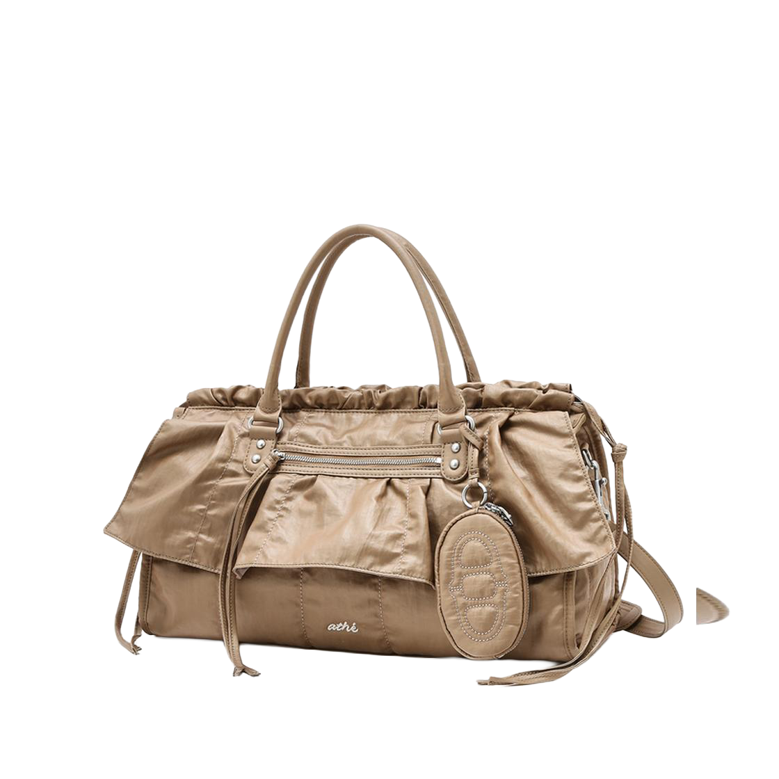 AABA6E730W1 Athe Vanessabruno Acc Frill Beige Dupeskin Frill Tote Bag M Light Brown