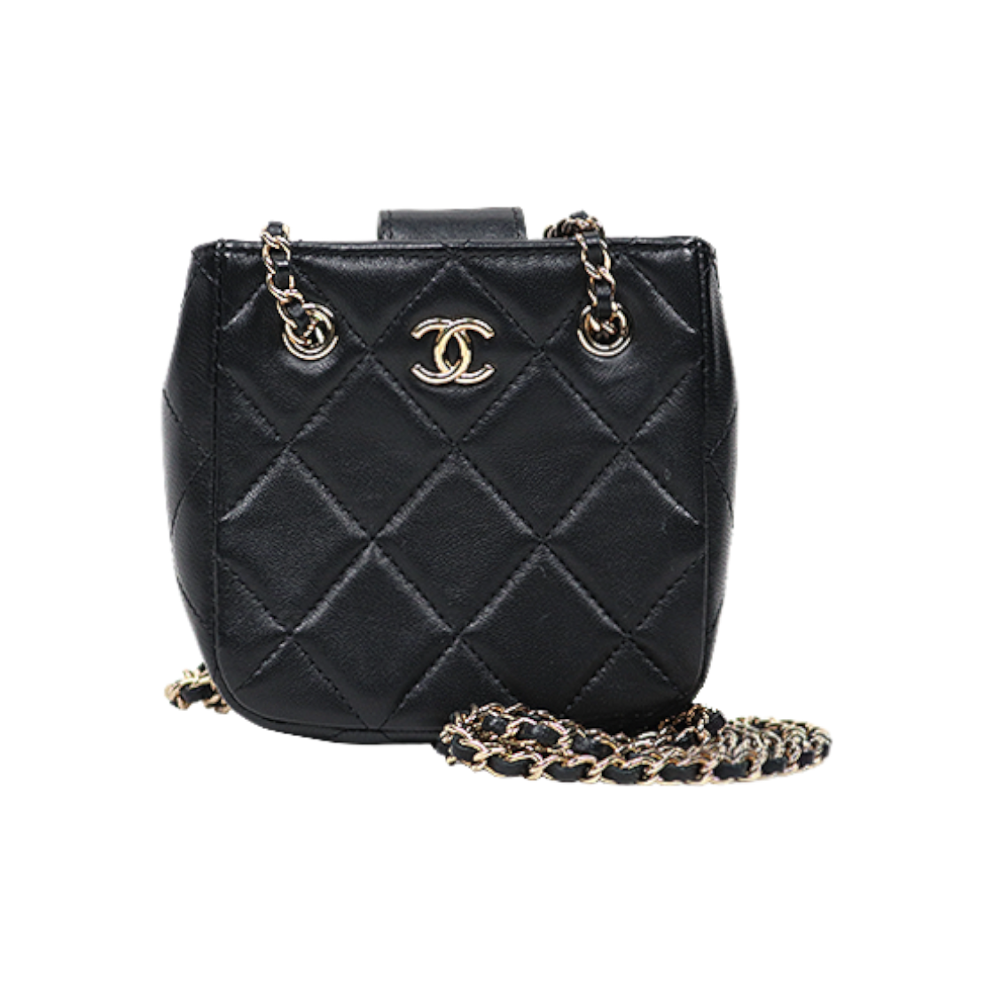 ITWU2JJKR456 Chanel Mini Black Double Chain Crossbody Bag D-A46288