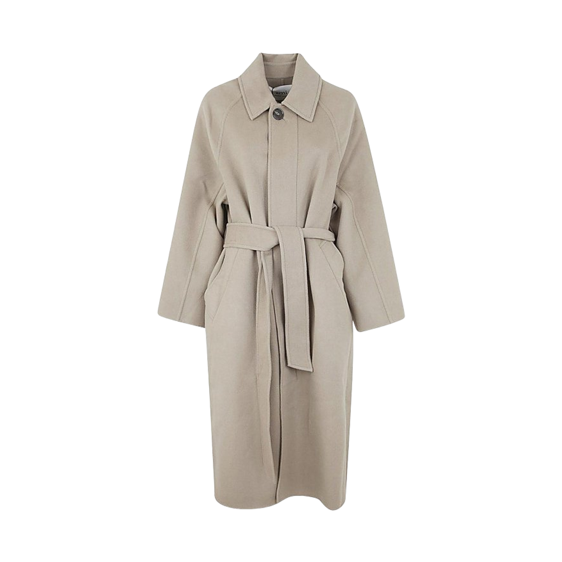 (W) 아미 캐시미어 울 블렌드 코트 클레이((W) AMI Cashmere Wool Blend Coat Clay)