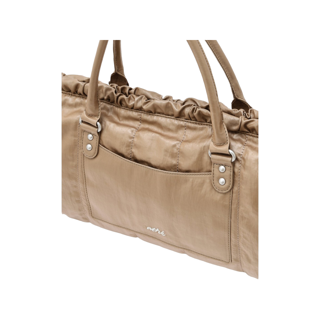 아떼 바네사브루노 액세사리 프릴 베이지 듀프스킨 토트백 M 라이트 브라운(Athe Vanessabruno Acc Frill Beige Dupeskin Frill Tote Bag M Light Brown) - 6