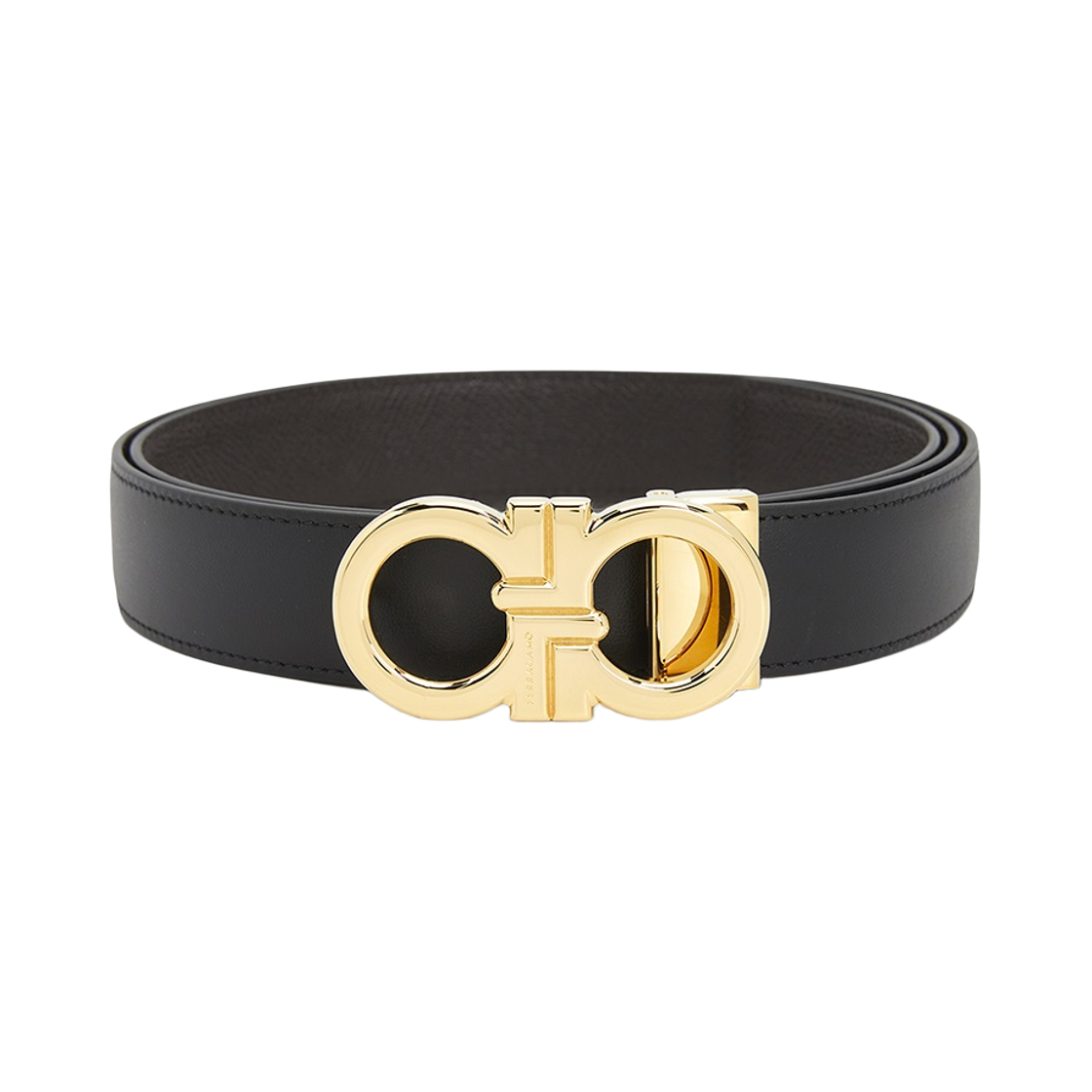 페라가모 리버시블 어드저스터블 간치니 벨트 블랙 테스타 디 모로(Ferragamo Reversible and Adjustable Gancini Belt Black Testa Di Moro)