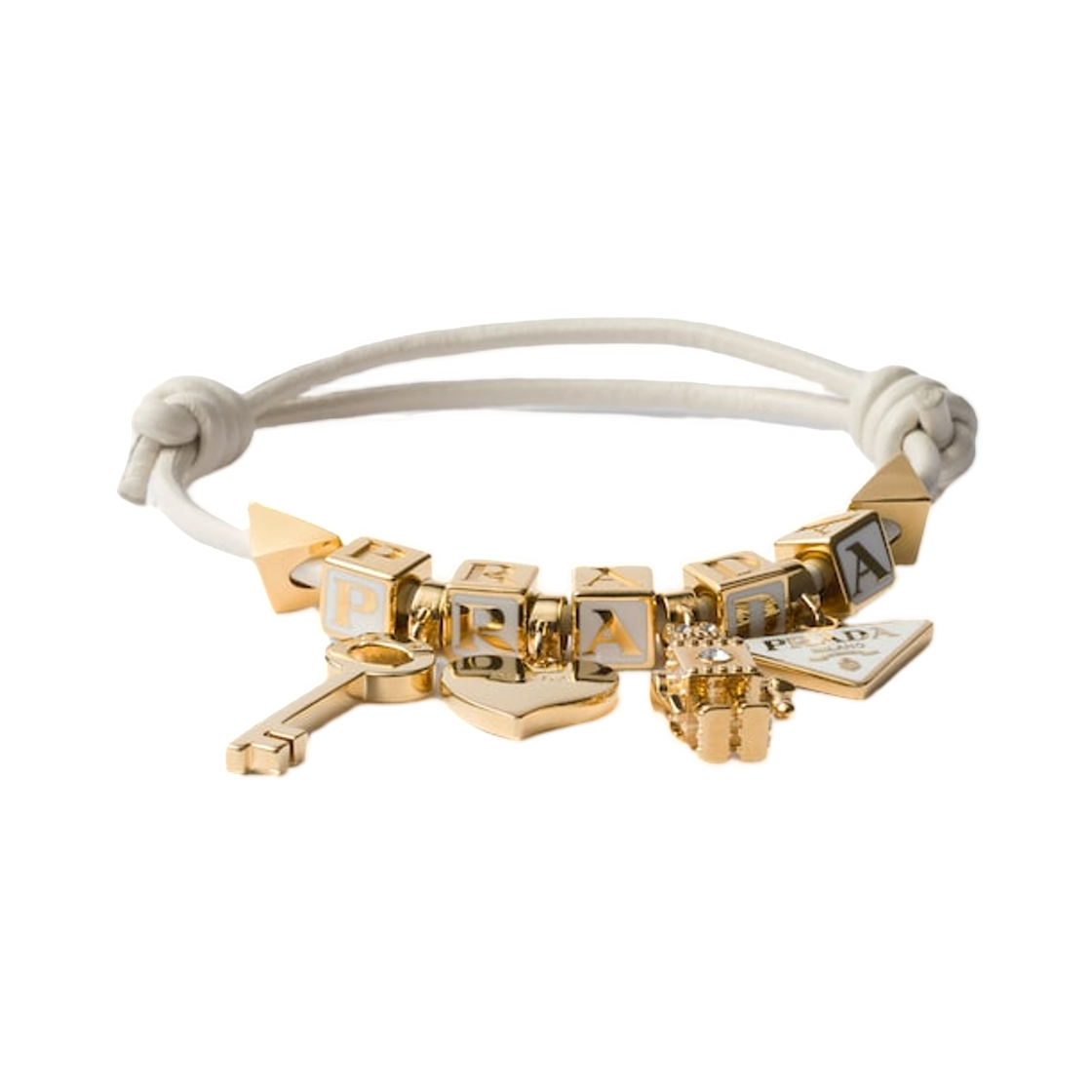 1IB731-038-F0009 Prada Nappa Leather and Metal Bracelet White