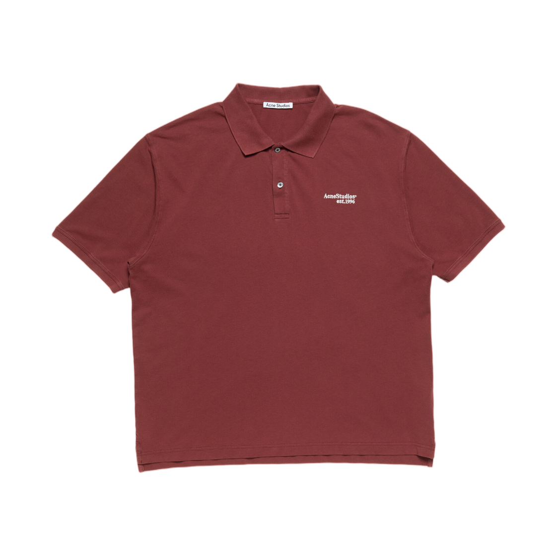BL0433-ACE Acne Studios Washed Logo Polo Maroon Red