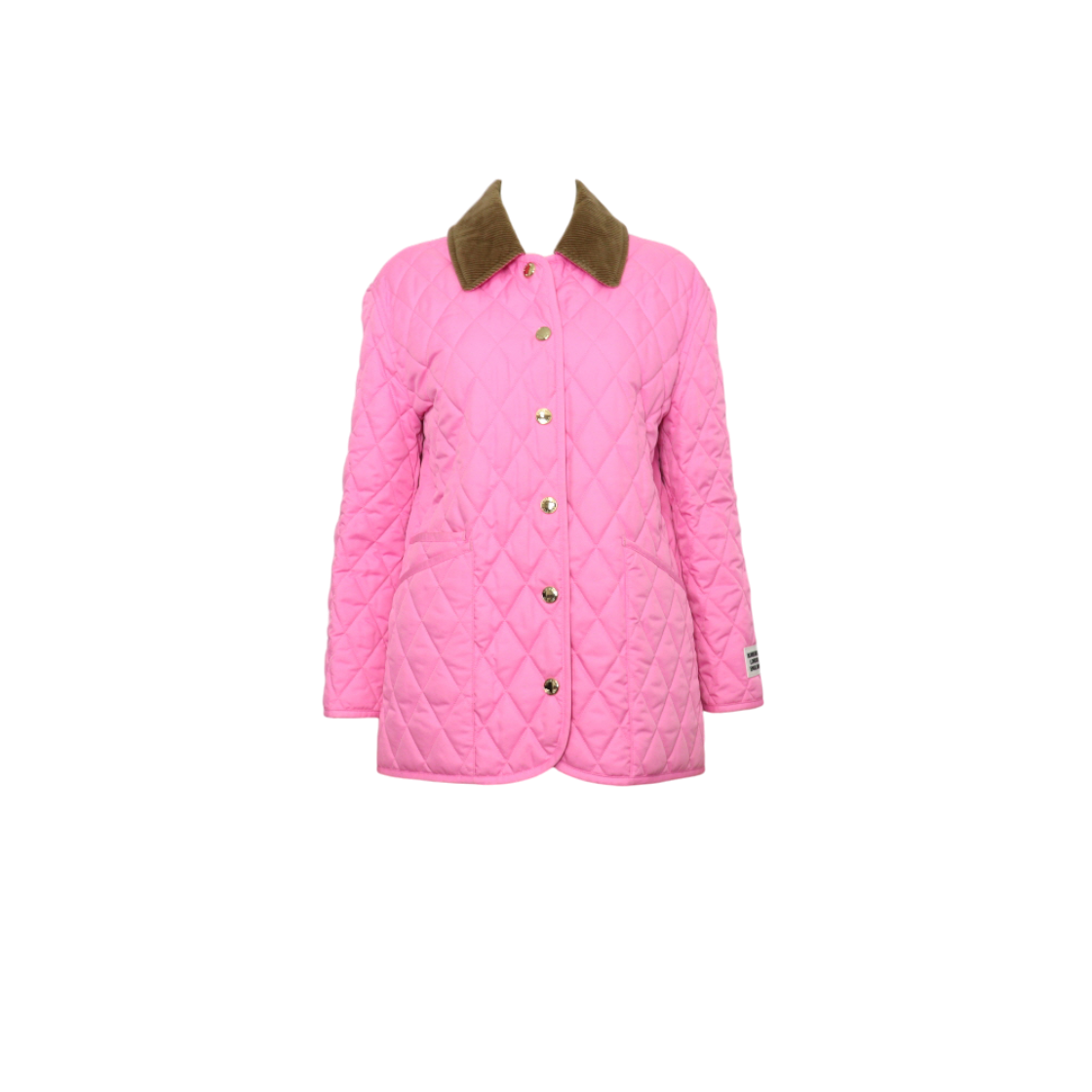 ITGQKLRP49UL Burberry Pink Corduroy Two-Tone Quilted Diamond Jacket