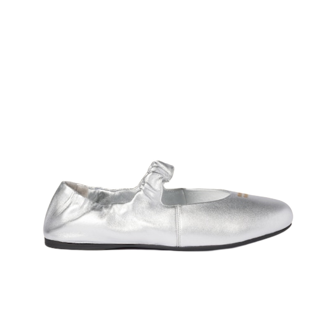 5F340E-X20-F0118 (W) Miu Miu Ruches Mordore Nappa Leather Ballerinas Silver