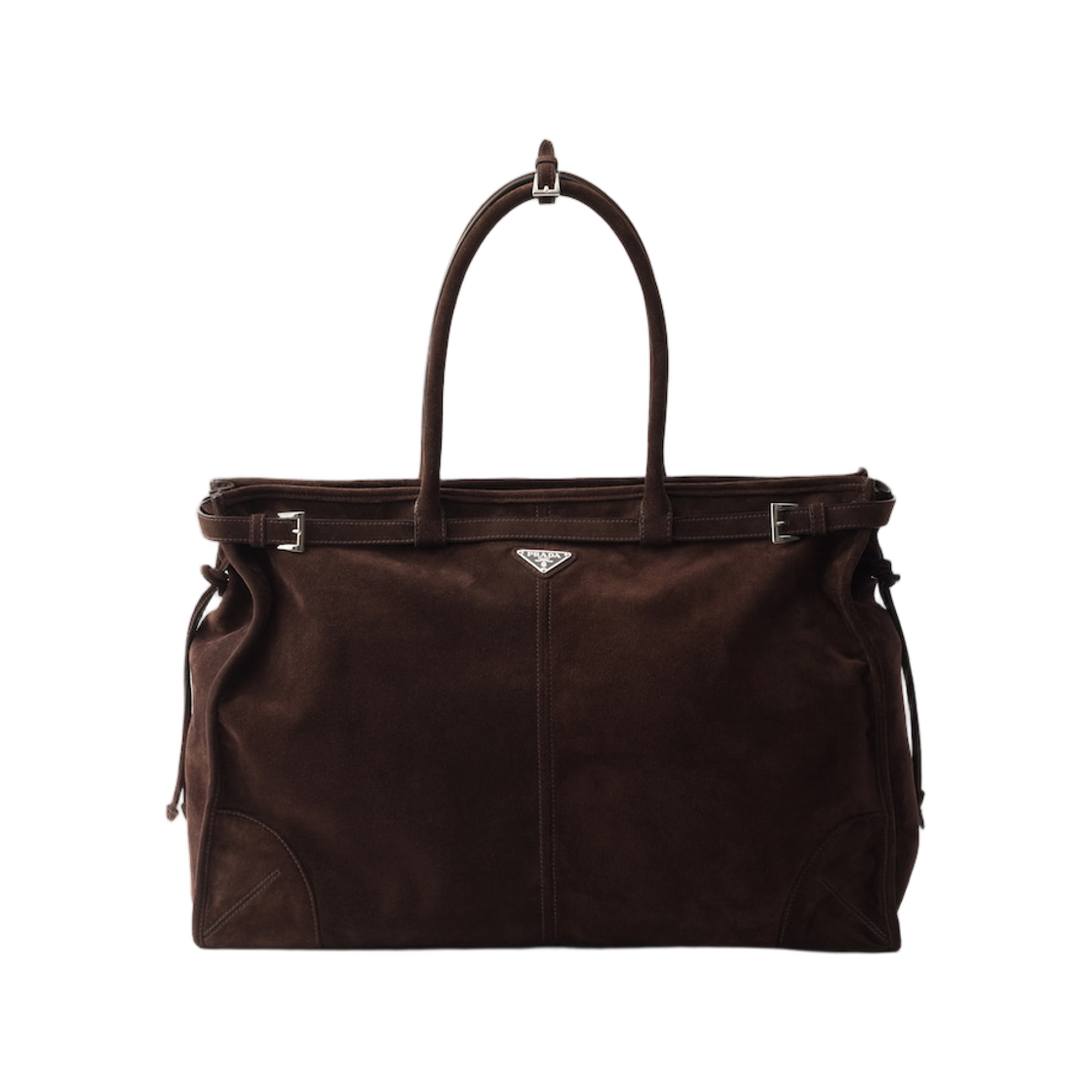 2VG128-2C4S-F0003 Prada Bonnie Suede Tote Bag Dark Brown
