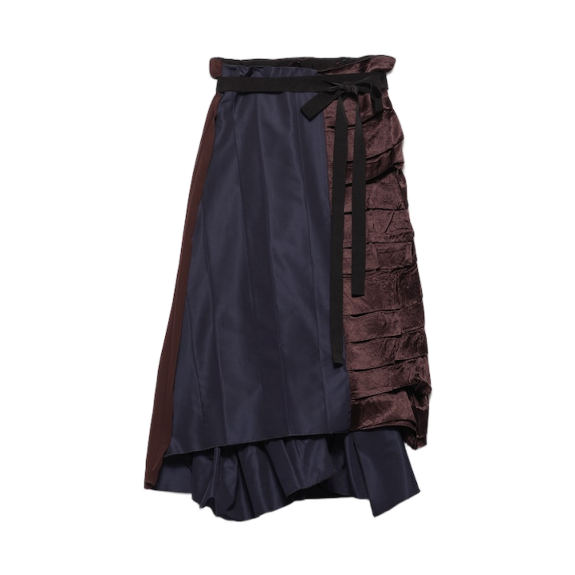 (W) 프라다 푀유 패치워크 스커트 네이비((W) Prada Faille Patchwork Skirt Navy)