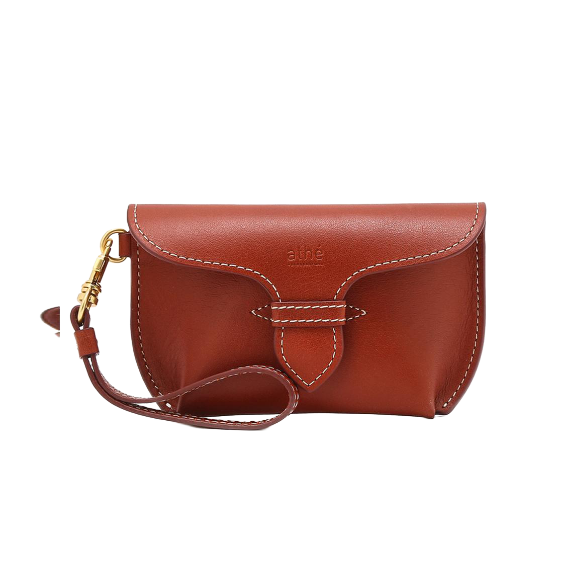 AAHO6E573R3 Athe Vanessabruno Acc Selle Red Vegetable Leather Strap Card Wallet Dark Red