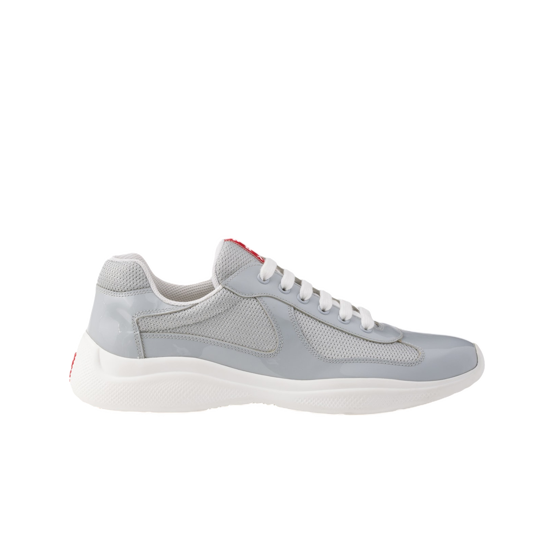 프라다 페이턴트 레더 앤 테크니컬 패브릭 프라다 아메리카 컵 스니커즈 펄 실버(Prada Patent Leather and Technical Fabric Prada America's Cup Sneakers Pearl   Silver) - 1