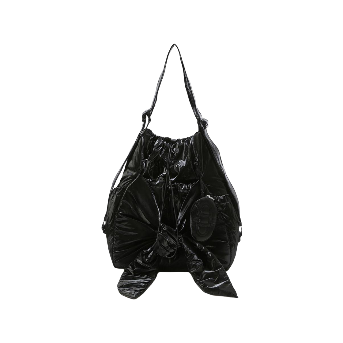 AABA6E900BK Athe Vanessabruno Acc Ruban Glossy Black Ribbon Backpack & Shoulder Bag L Black