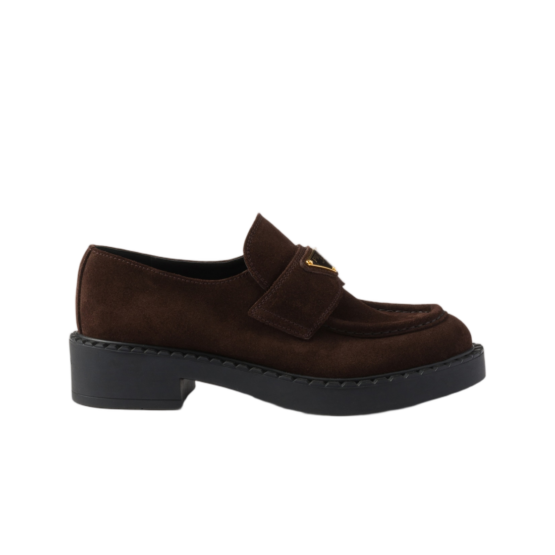 (W) 프라다 초콜릿 스웨이드 로퍼 다크 브라운((W) Prada Chocolate Suede Loafers Dark Brown) - 1