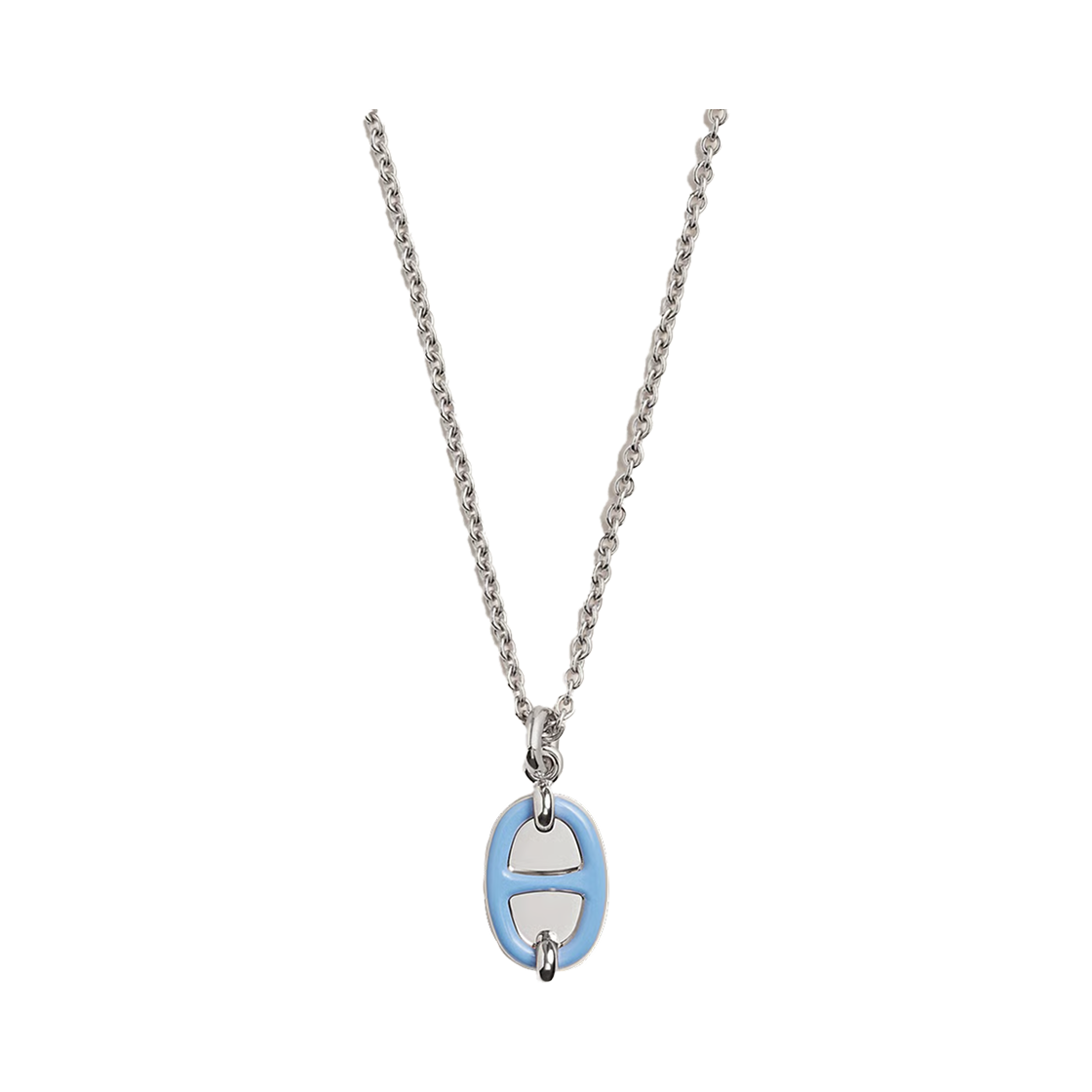 (W) 에르메스 미니 마이옹 펜던트 스몰 모델 & 팔라듐 하드웨어 블루 드 릴((W) Hermes Mini Maillon Pendant Small Model & Palladium Bleu De Lille) - 1
