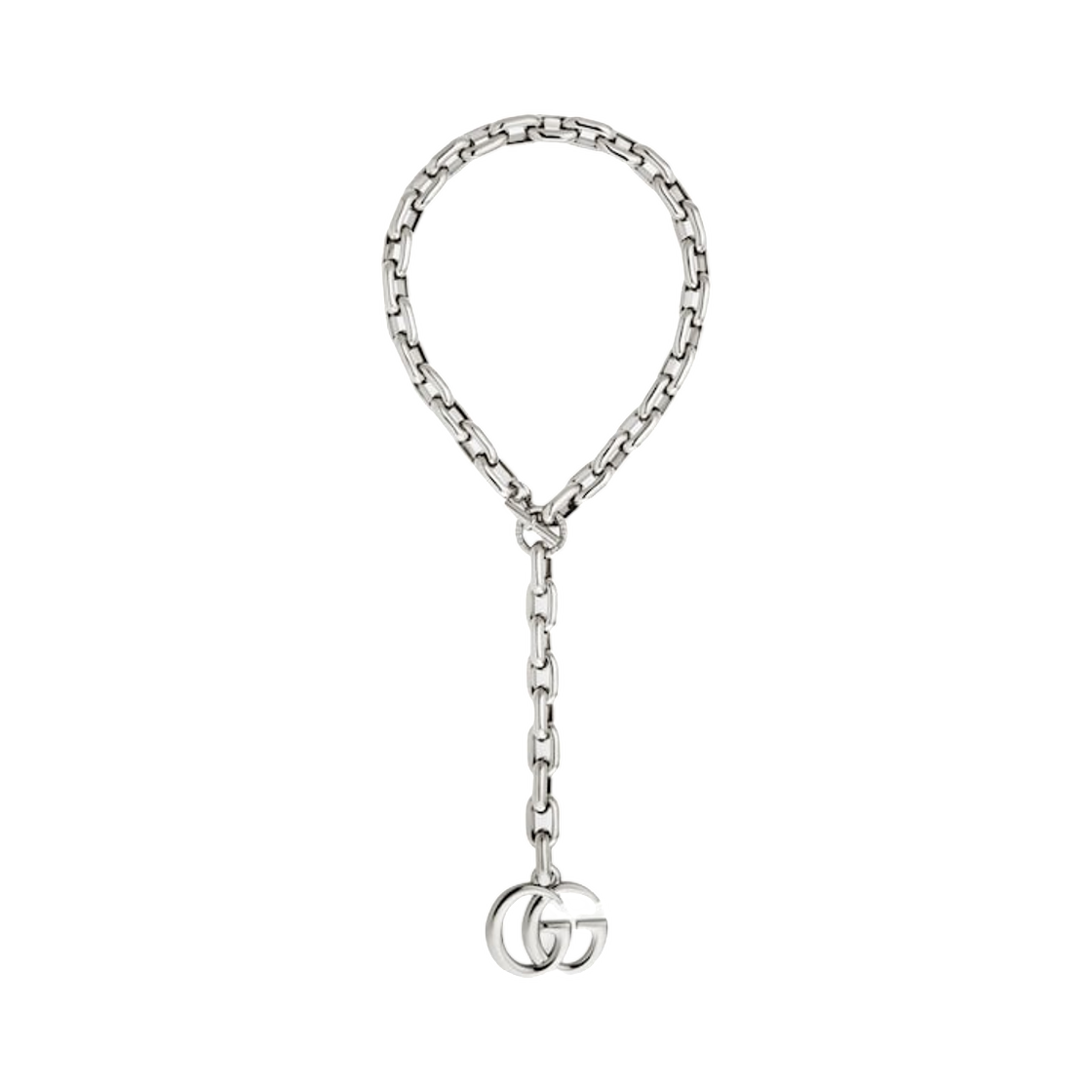 863865-I4729-8131 (W) Gucci GG Marmont Pendant Chain Necklace Palladium Aluminium