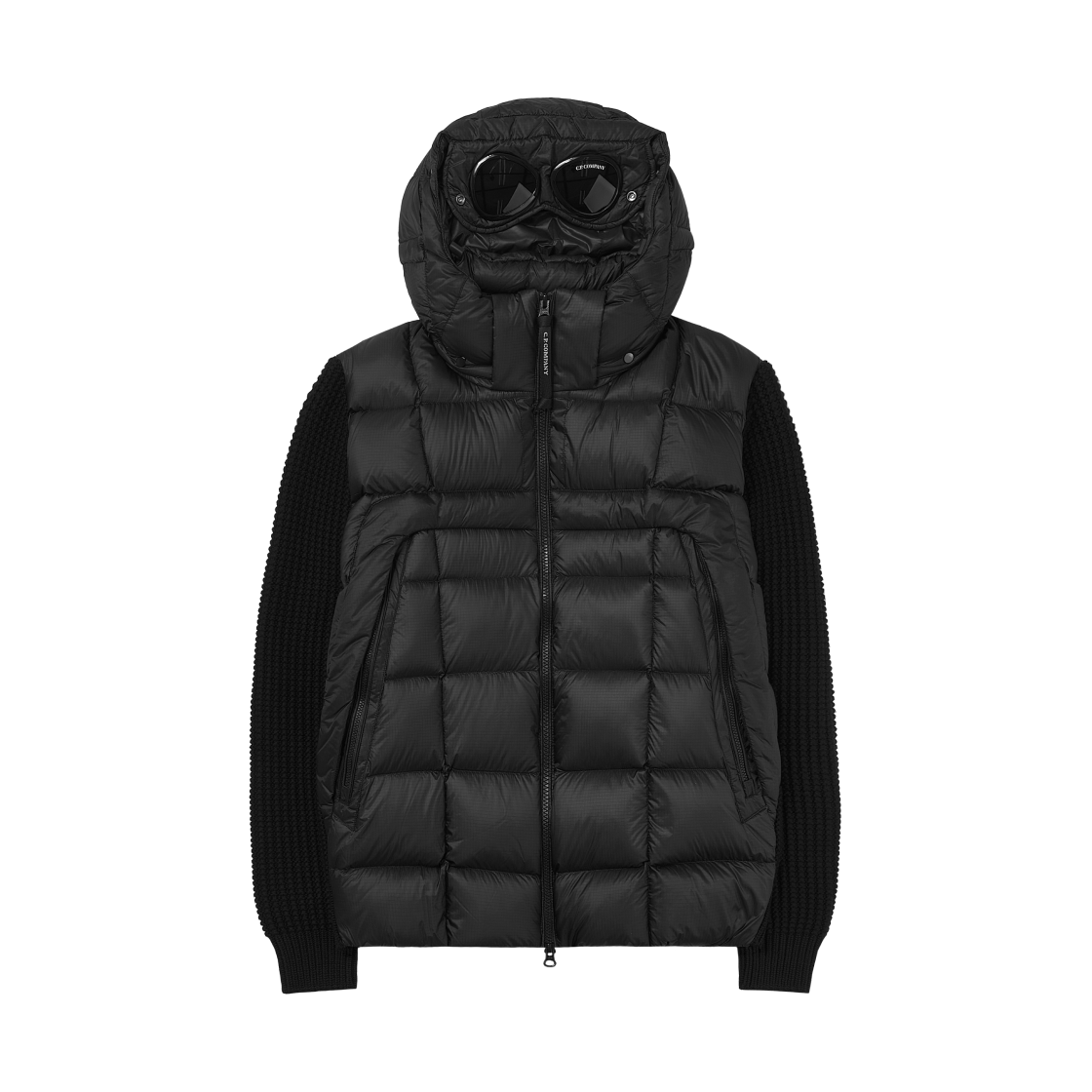 C.P. 컴퍼니 엑스트라파인 메리노 울 믹스드 풀 집 고글 스웨터 블랙 - 25FW(C.P. Company Extrafine Merino Wool Mixed Full Zip Goggle Sweater Black - 25FW)