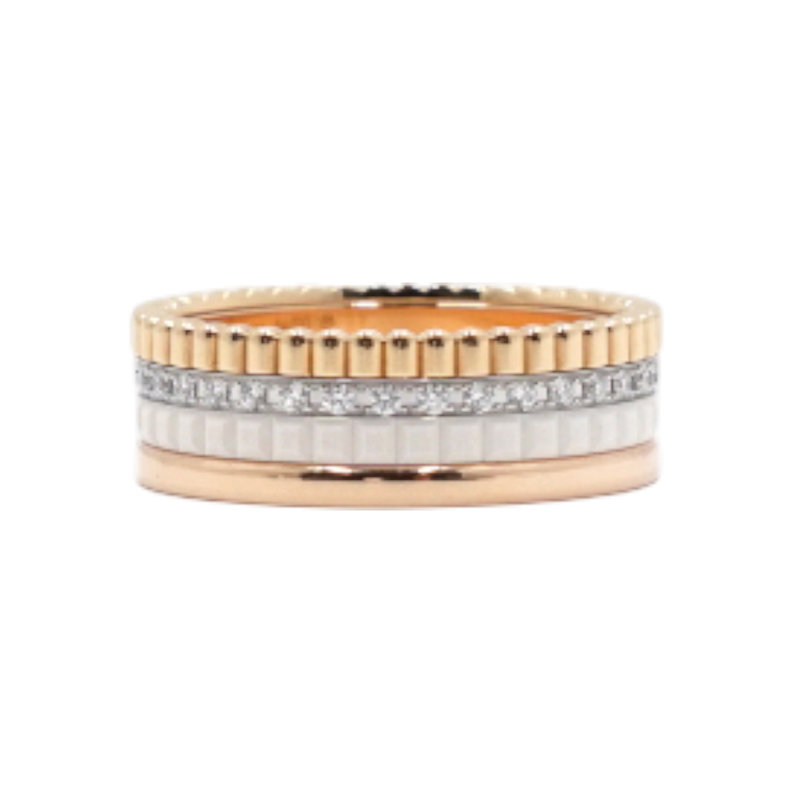 ITWBQ8KG2JV5 BOUCHERON JRG01597 18K Gold 0.28 Carat Diamond White Edition Small Quattro Band Ring - Size 14