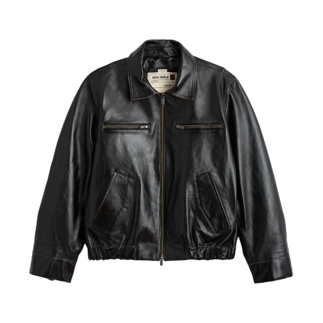 5479/702/099 Zara Leather Biker Jacket Black Brown