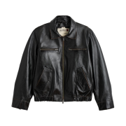 Zara Leather Biker Jacket Black Brown