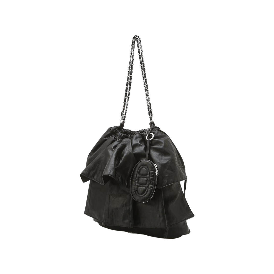 AABA6E715BK Athe Vanessabruno Acc Frill Black Dupeskin Chain Backpack & Shoulder Bag M Black