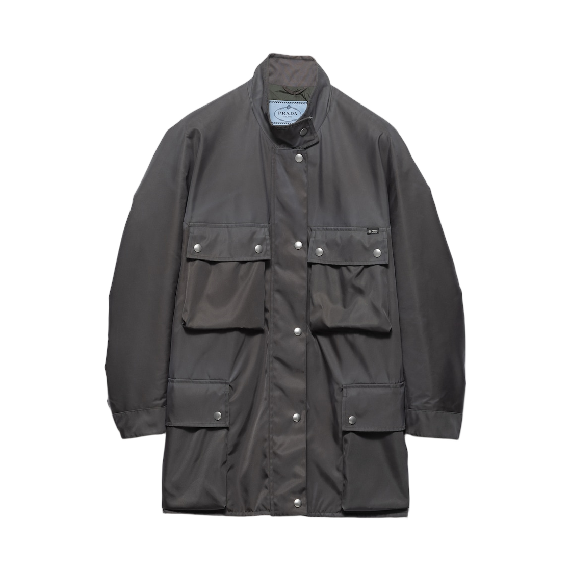 292362-19YE-F0112 (W) Prada Washed Re-Nylon Rain Jacket Lead Gray