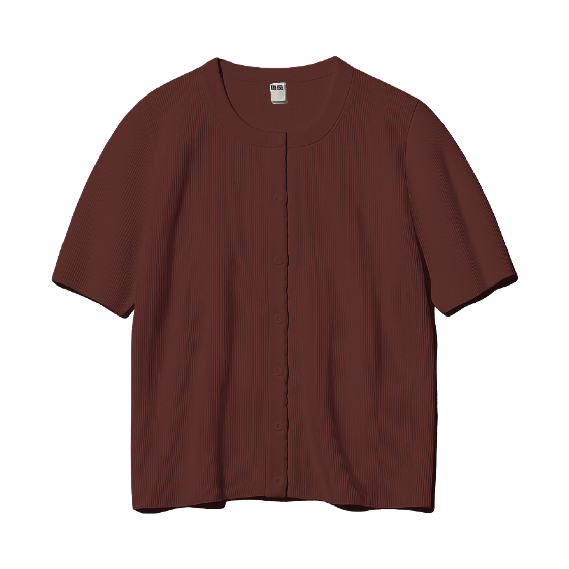 (W) 유니클로 스캘럽드 크루넥 가디건 다크 브라운 - JP((W) Uniqlo Scalloped Crewneck Cardigan Dark Brown - JP)