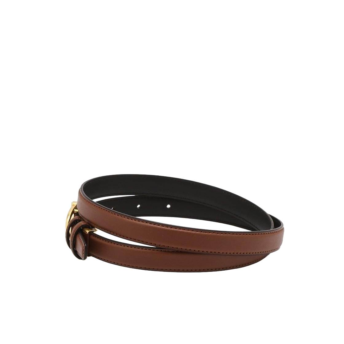 AABE6E021W2 Athe Vanessabruno Acc 20Mm Brown Leather Double A Belt (Gold) Normal Brown
