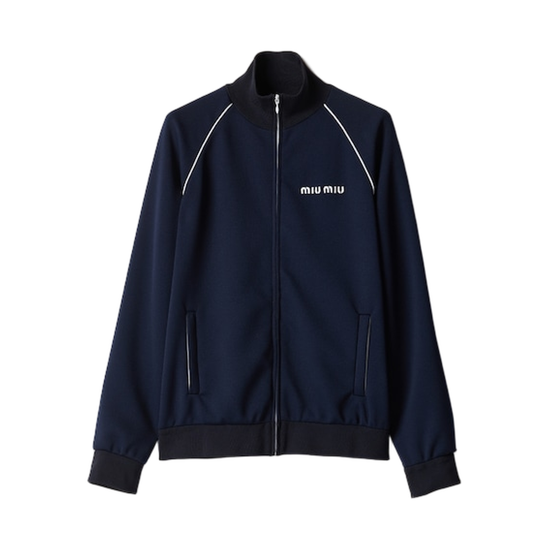 ML1323-14OA-F0124 (W) Miu Miu Technical Jersey Blouson Jacket Navy