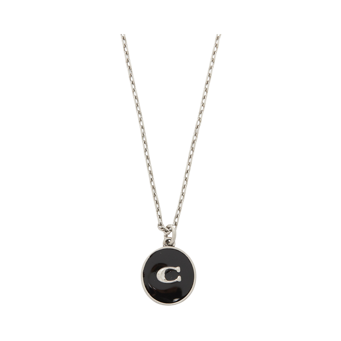 551512-SLV005 (W) Coach Mop Coin Necklace Silver