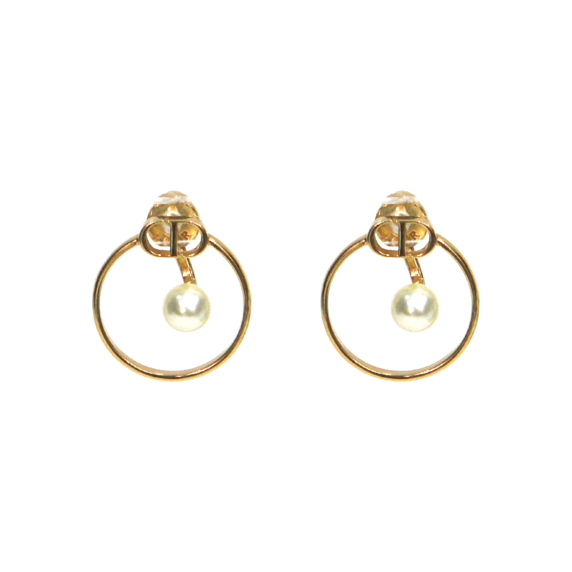 디올 진주 루프 몽테인 골드 귀걸이 A-B45548(Dior Pearl Hoop Montaigne Gold Earrings A-B45548) - 1