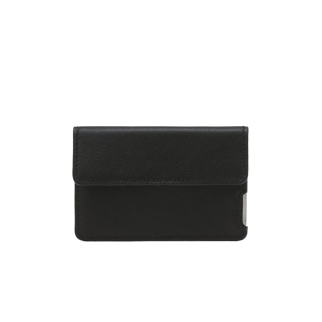 AAHO6EG11BK Athe Vanessabruno Acc Garcon Black Silver Bar Flap Single Card Wallet Black