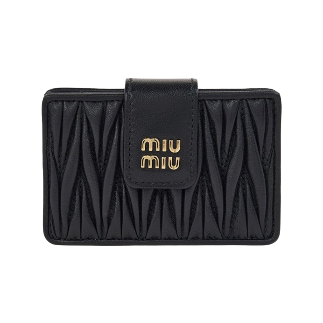 5MC280-AFPP-F0002 Miu Miu Matelasse Nappa Leather Card Holder Black