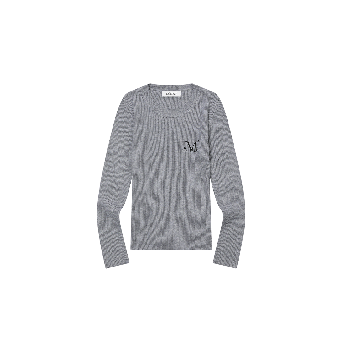 P0000BHL MUCENT Arimo R-Neck Crop Rib Knit (3Color) Gray