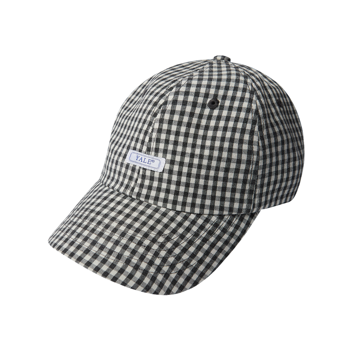 예일 시어서커 깅엄체크 아치 로고 모자 블랙(Yale Seersucker Gingham Check Arch Logo Cap Black)