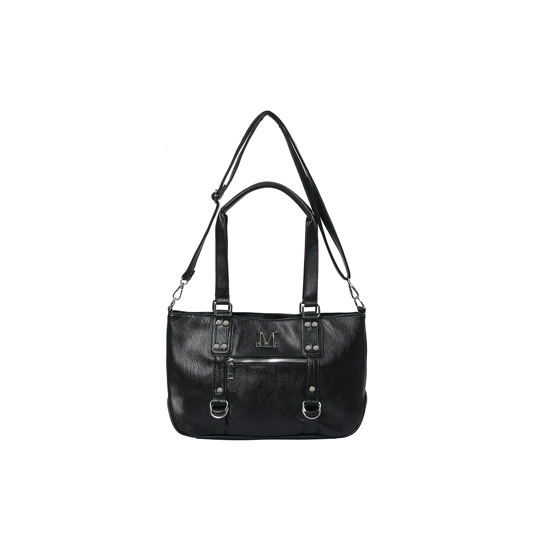 무센트 하랑 메탈로고 3웨이 리벳 포인트 숄더백 남녀공용 블랙(MUCENT Harang Metal Logo 3way Rivet Point Shoulder Bag Unisex Black)