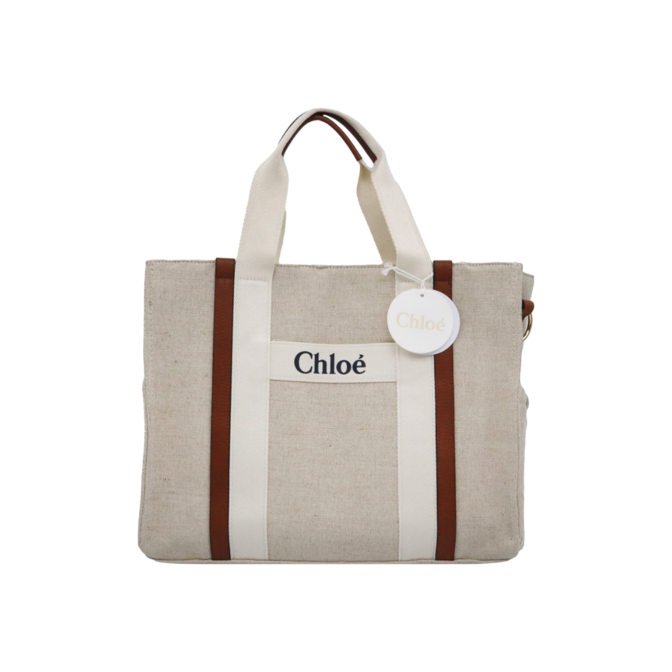 ITWTBITOC9RR Chloe C90406 Brown Calfskin Linen Canvas 2-Way Diaper Changing Bag for Kids
