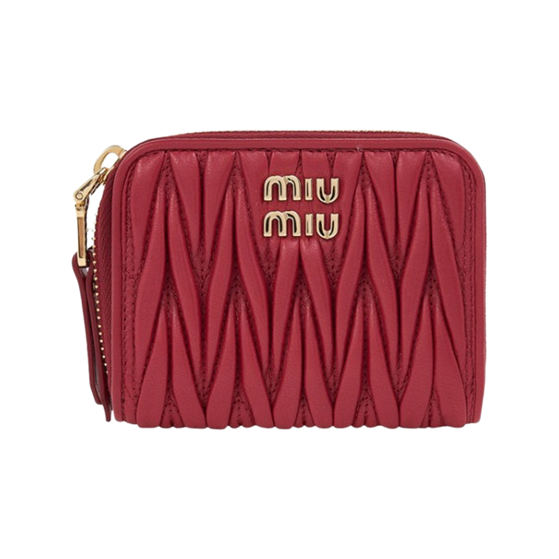 5MM268-AFPP-F0011 Miu Miu Matelasse Nappa Leather Coin Purse Red