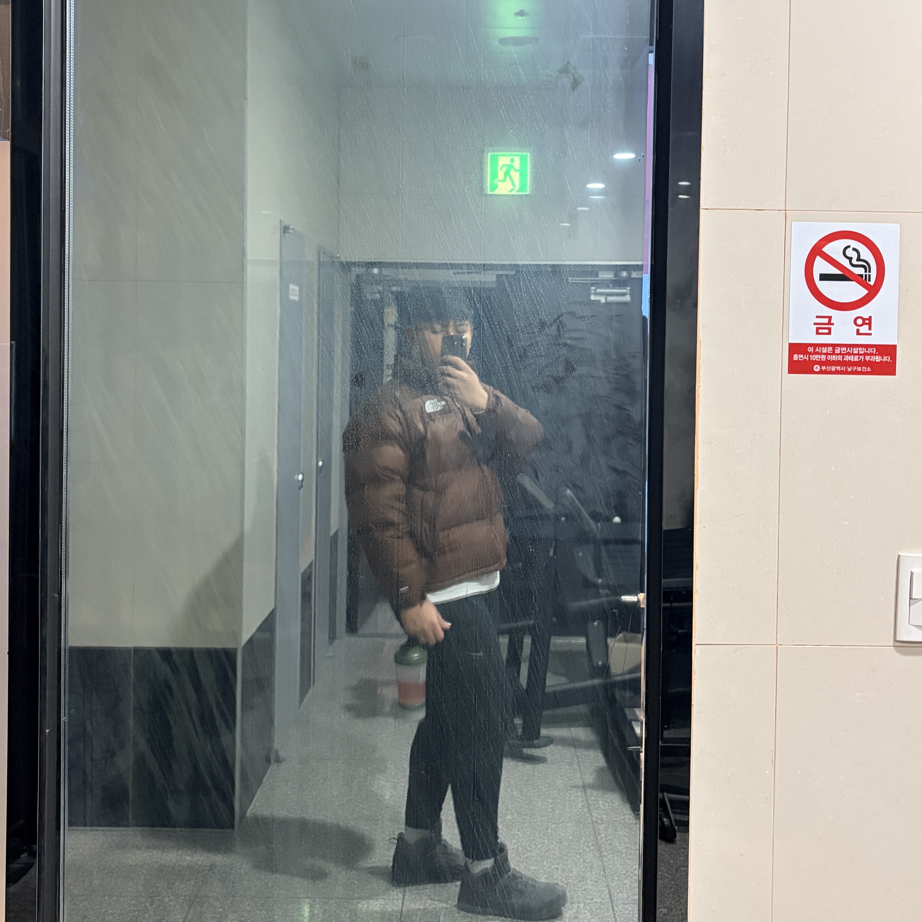 The North Face 1996 Retro Nuptse Jacket Dark Oak 착용 스타일