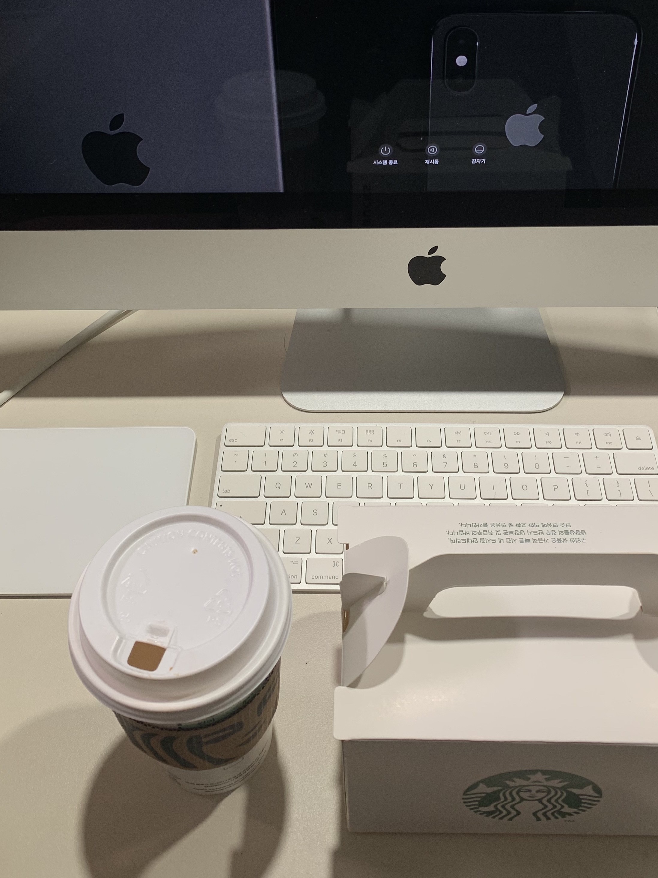 Apple Magic Trackpad Multi-Touch Surface White (Korean Ver.), Apple Magic Keyboard for Mac and Apple Vision Pro White (Korean Ver.) 착용 스타일 - 1