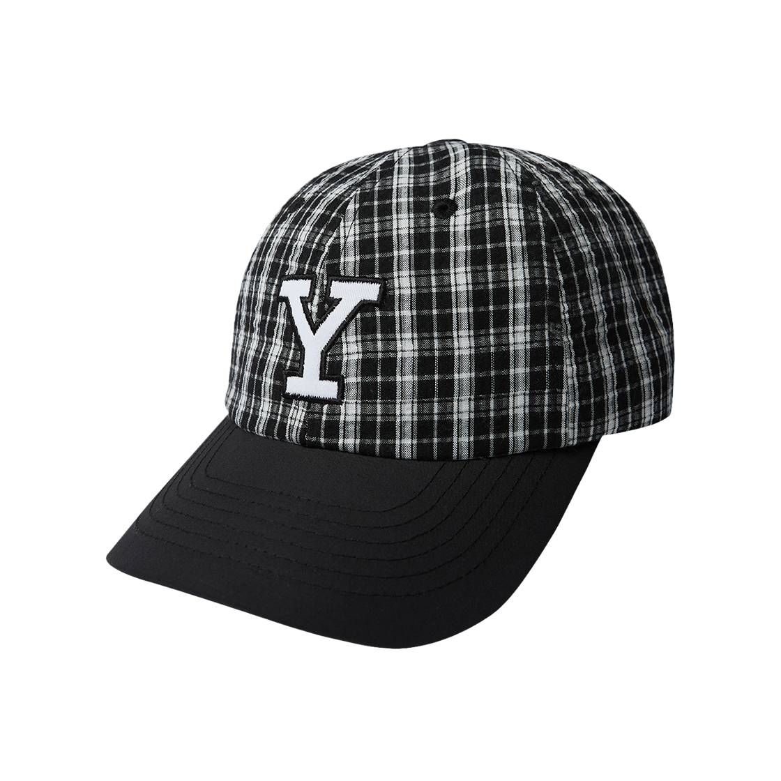 YGX2CA605ABK Yale Nylon Multi Check Y Logo Cap Black