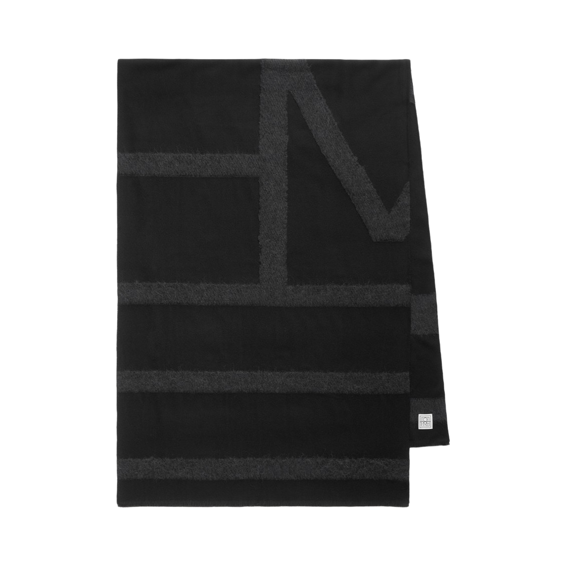 254-WSC0115-FB0510-001 (W) Toteme Monogram Twill Muffler Black