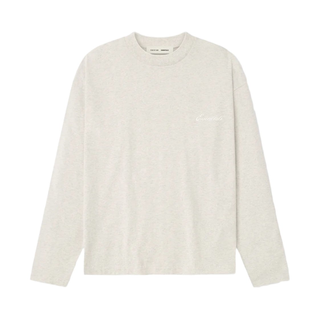 - Essentials Embroidered Classic Long Sleeve T-Shirt Oatmeal Heather - 25FW