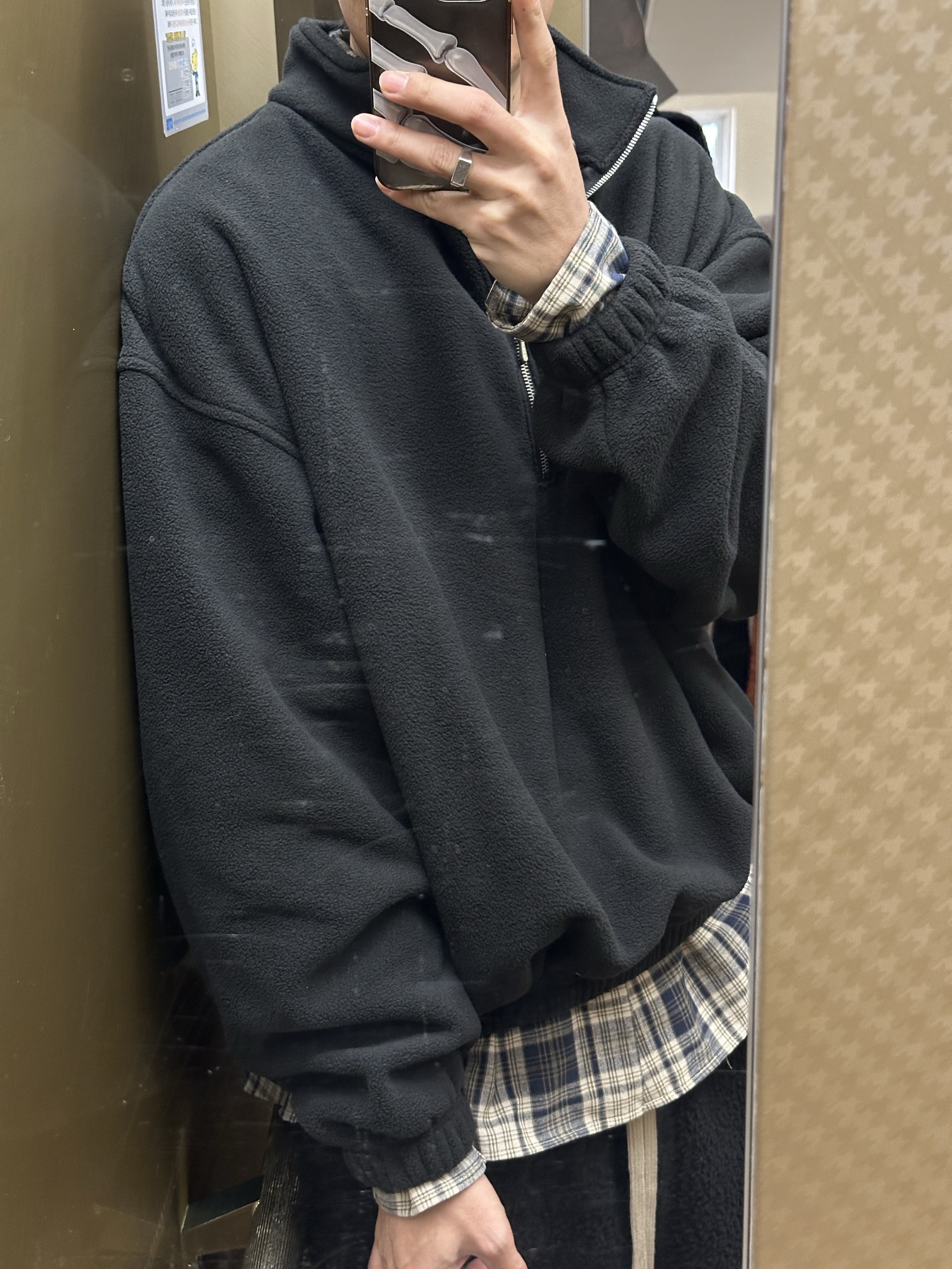 Nonnod Half Zip Fleece Black, [예약 배송] Nonnod Half zip fleece Black 착용 스타일 - 3
