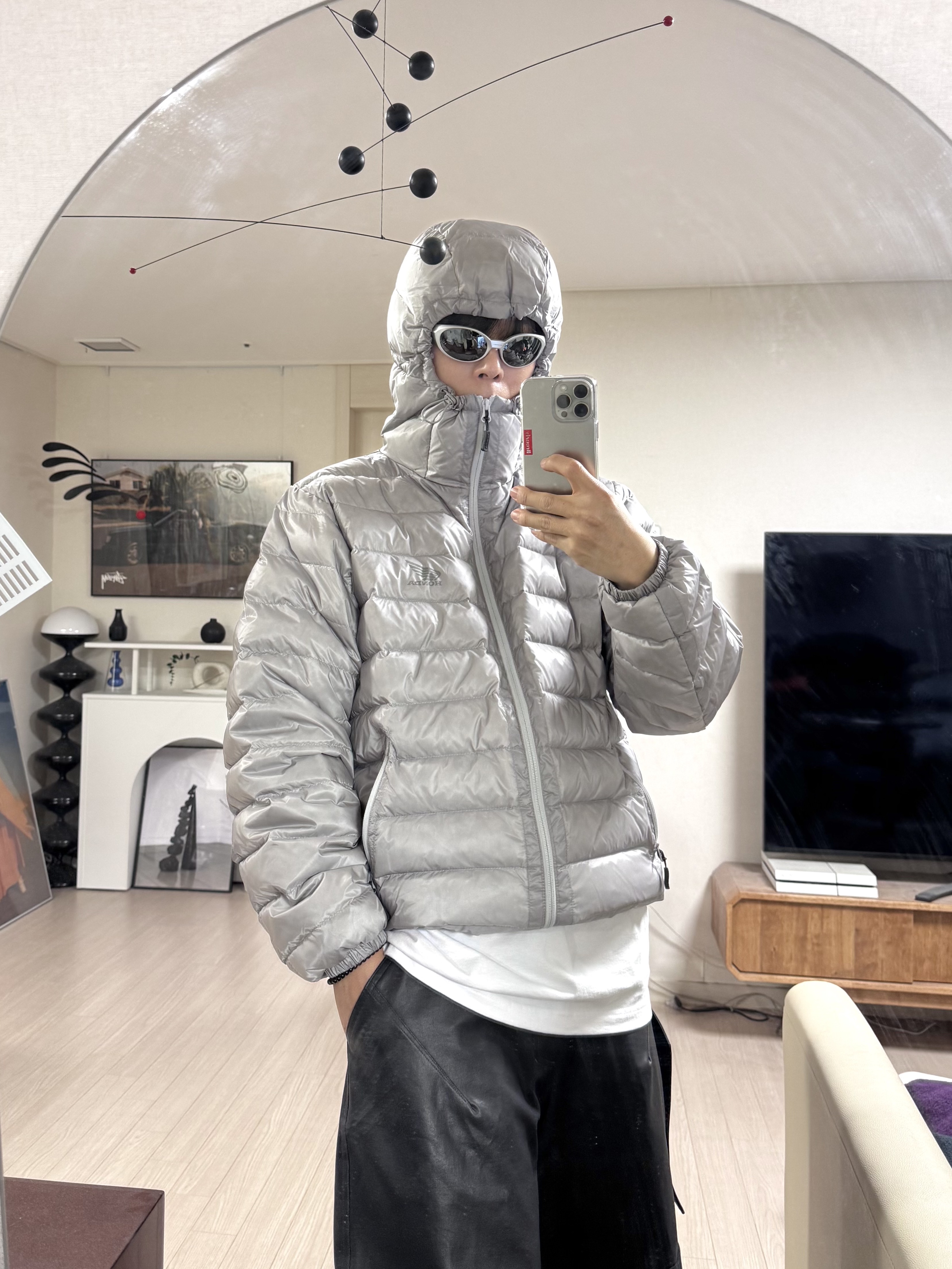 Honda H-Tech Storm Shield Parka Light Gray, farfromwhat far layered work pants_black 착용 스타일 - 2
